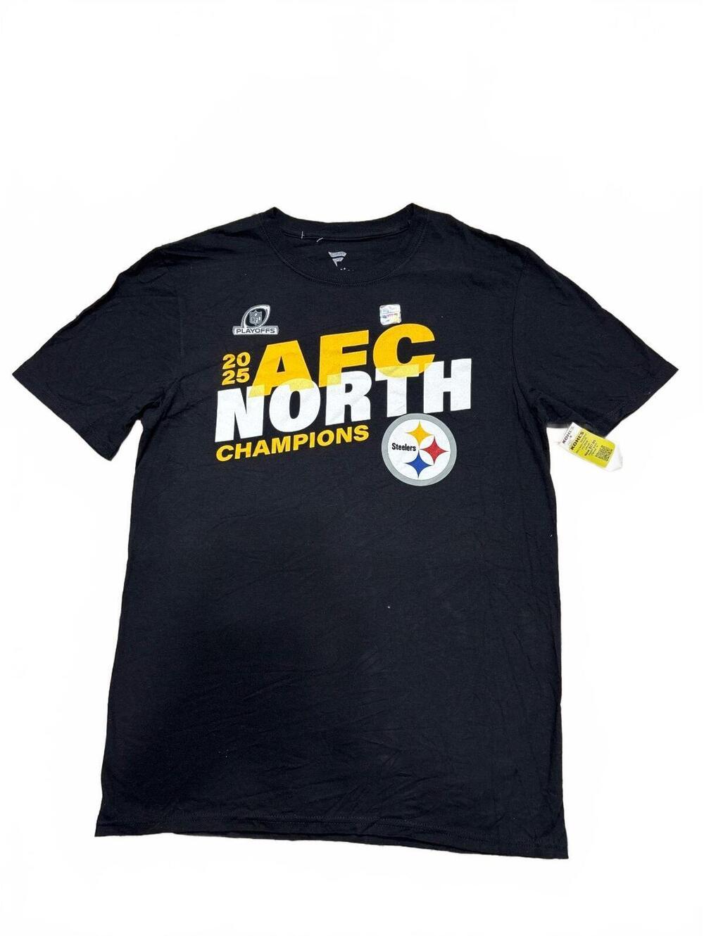 2025 AFC North Champions Pittsburgh Steelers Black T-Shirt Medium